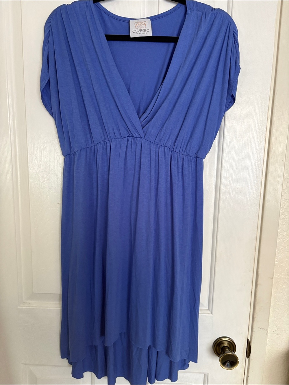 Cove Periwinkle V-Neck Pleated Summer Dress